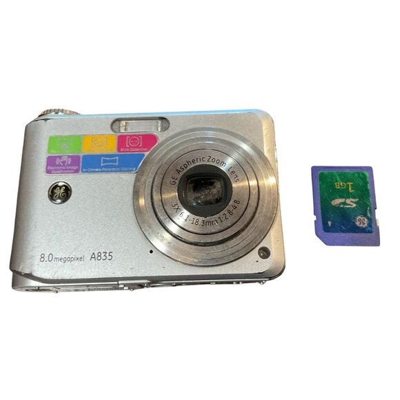 GE 8.0 Megapixel A835 Digital Camera With SD Card & 3x Optical Zoom Silver - Picture 1 of 4
